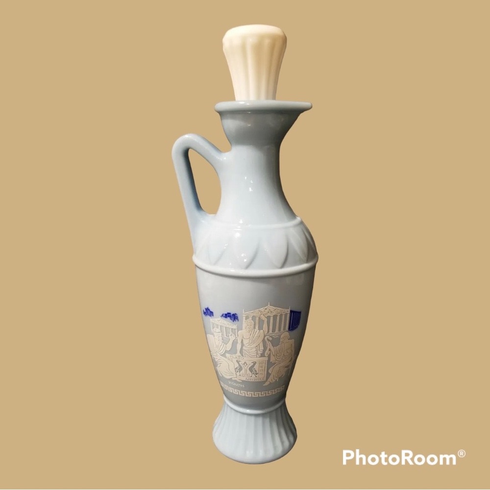 VINTAGE JIM BEAM Whiskey Roman/Greek Blue Decanter